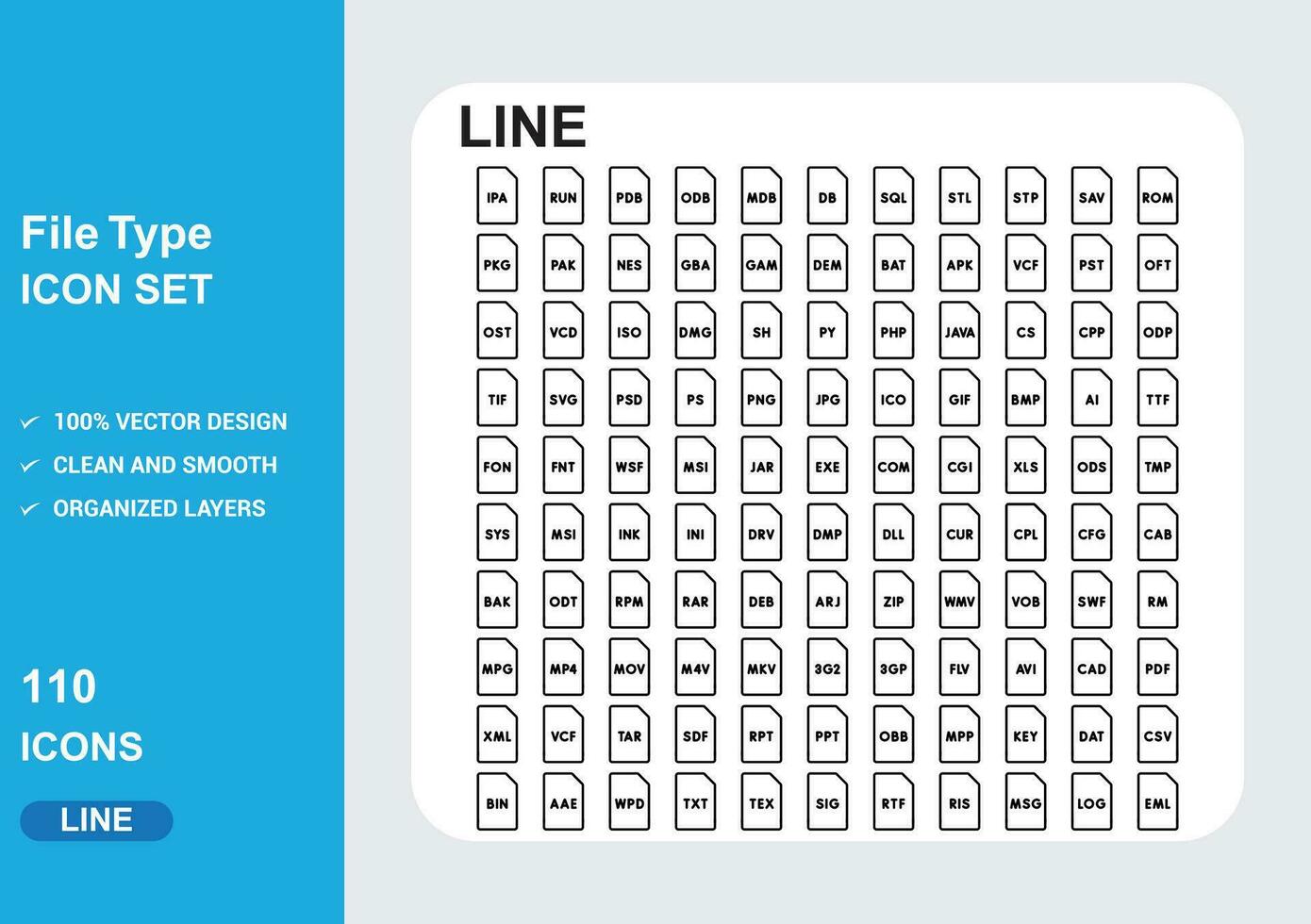 File type icon set vector