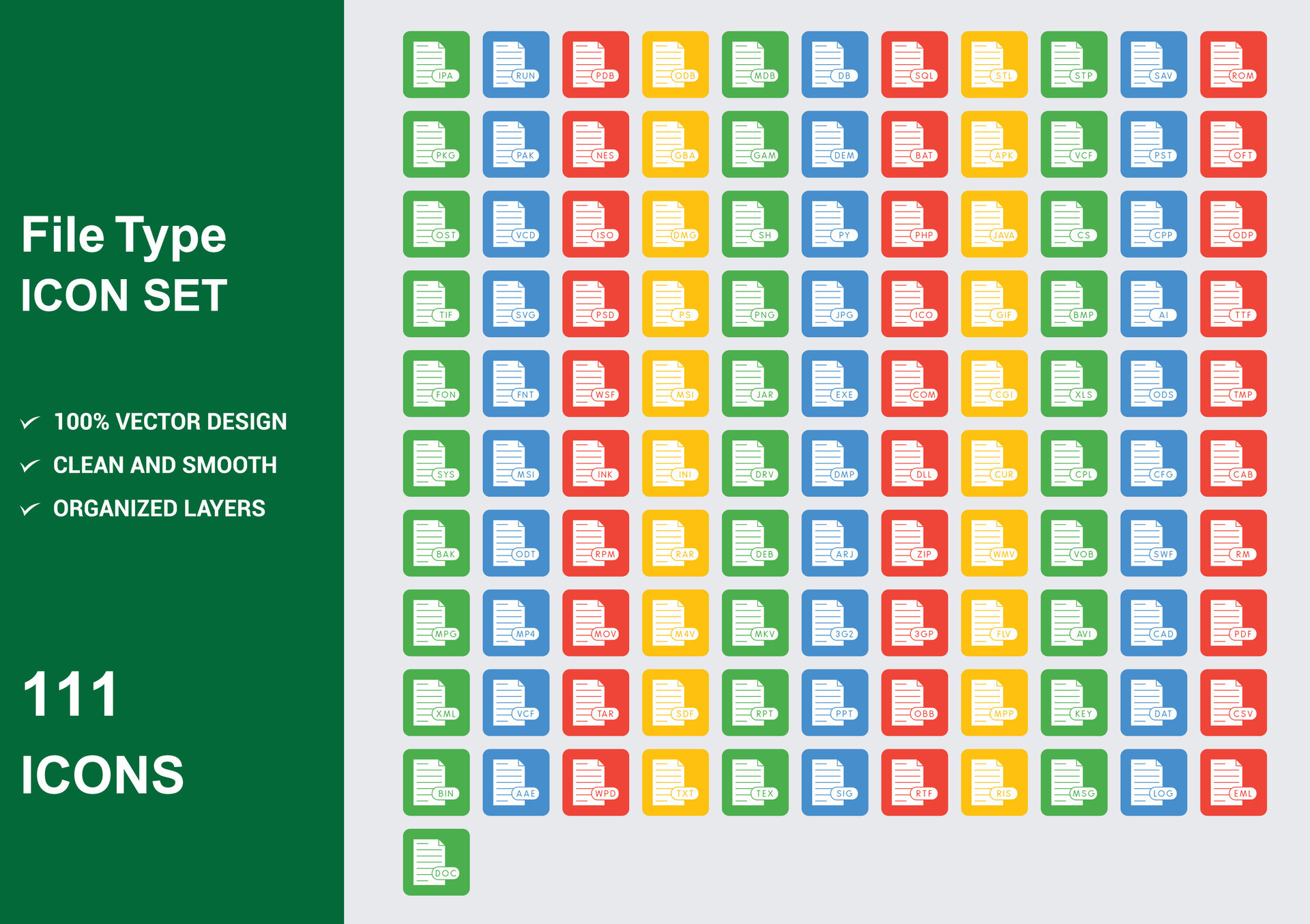 File type icon set 34458394 Vector Art at Vecteezy