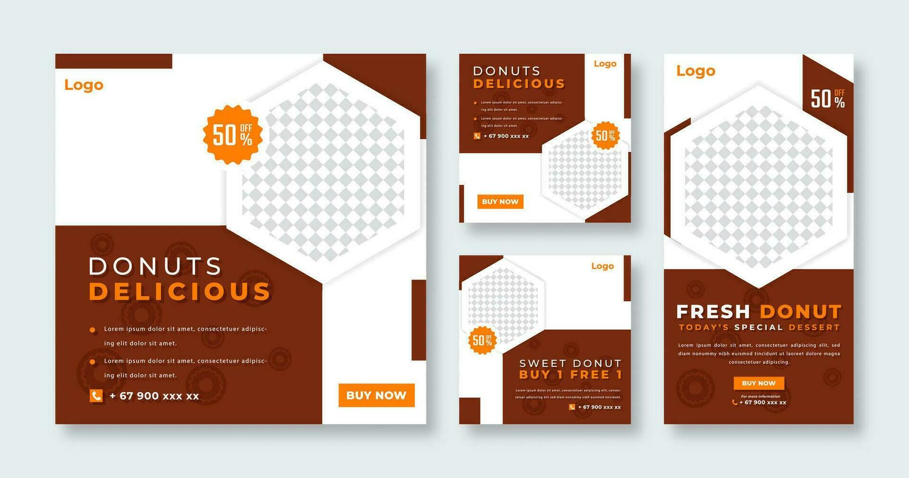 Delicious Doughnuts Donut Social Media Post for Online Marketing Promotion Banner, Story and Web Internet Ads Flyer vector