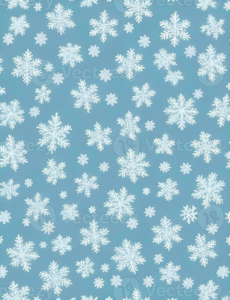 Snowflakes pattern on blue photo