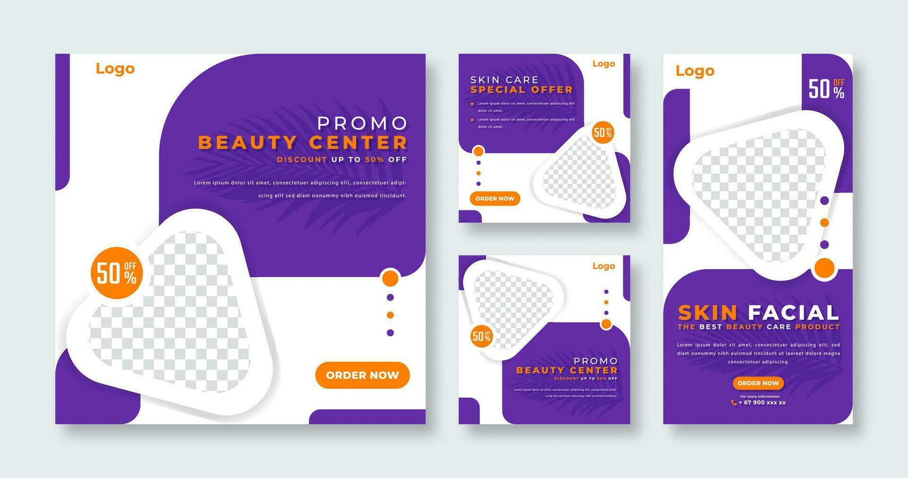 Skin Care an Beauty Center Social Media Post for Online Marketing Promotion Banner, Story and Web Internet Ads Flyer vector