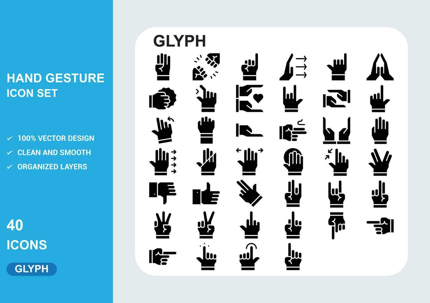 Hand gesture 30 line vector