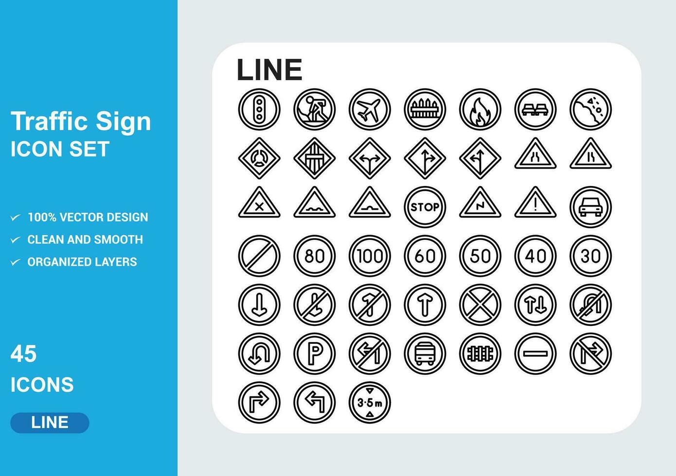 traffic signs  Glyph vector