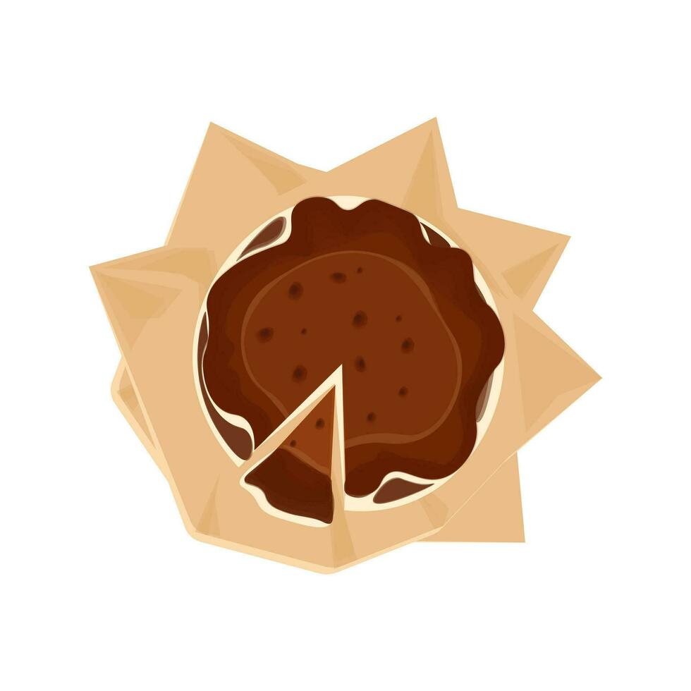 Delicious Basque Burnt Cheesecake Illustration Logo vector