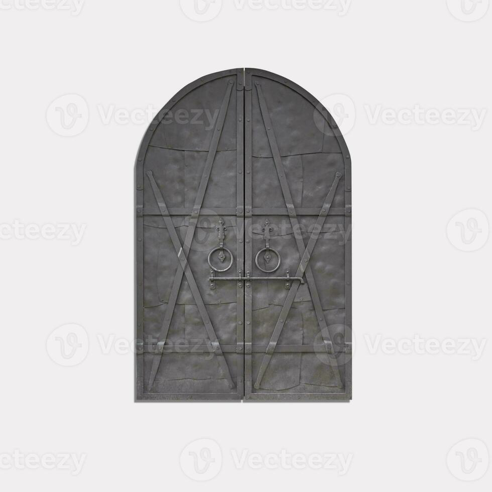 Old iron door isolated on white background. photo