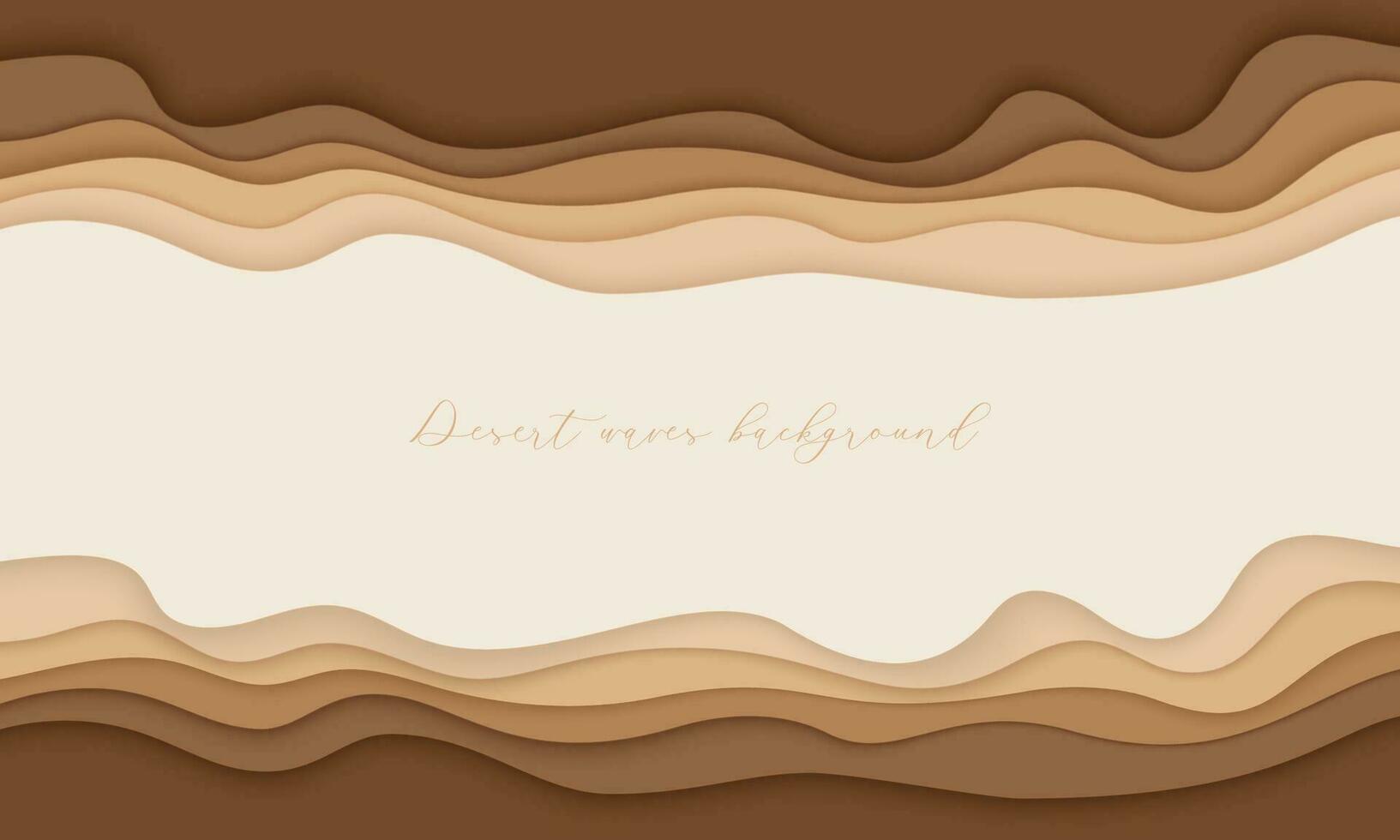 Desert waves, sand dunes paper art banner, poster template. Nude beige waves papercut style. Vector illustration EPS 10.