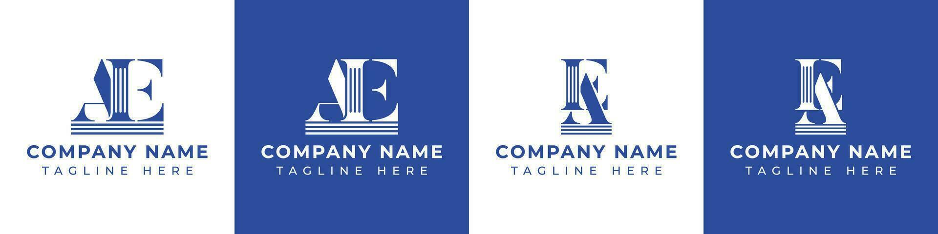 Letter EA and AE Pillar logo, suitable for business with AE or EA related to Pillar. vector