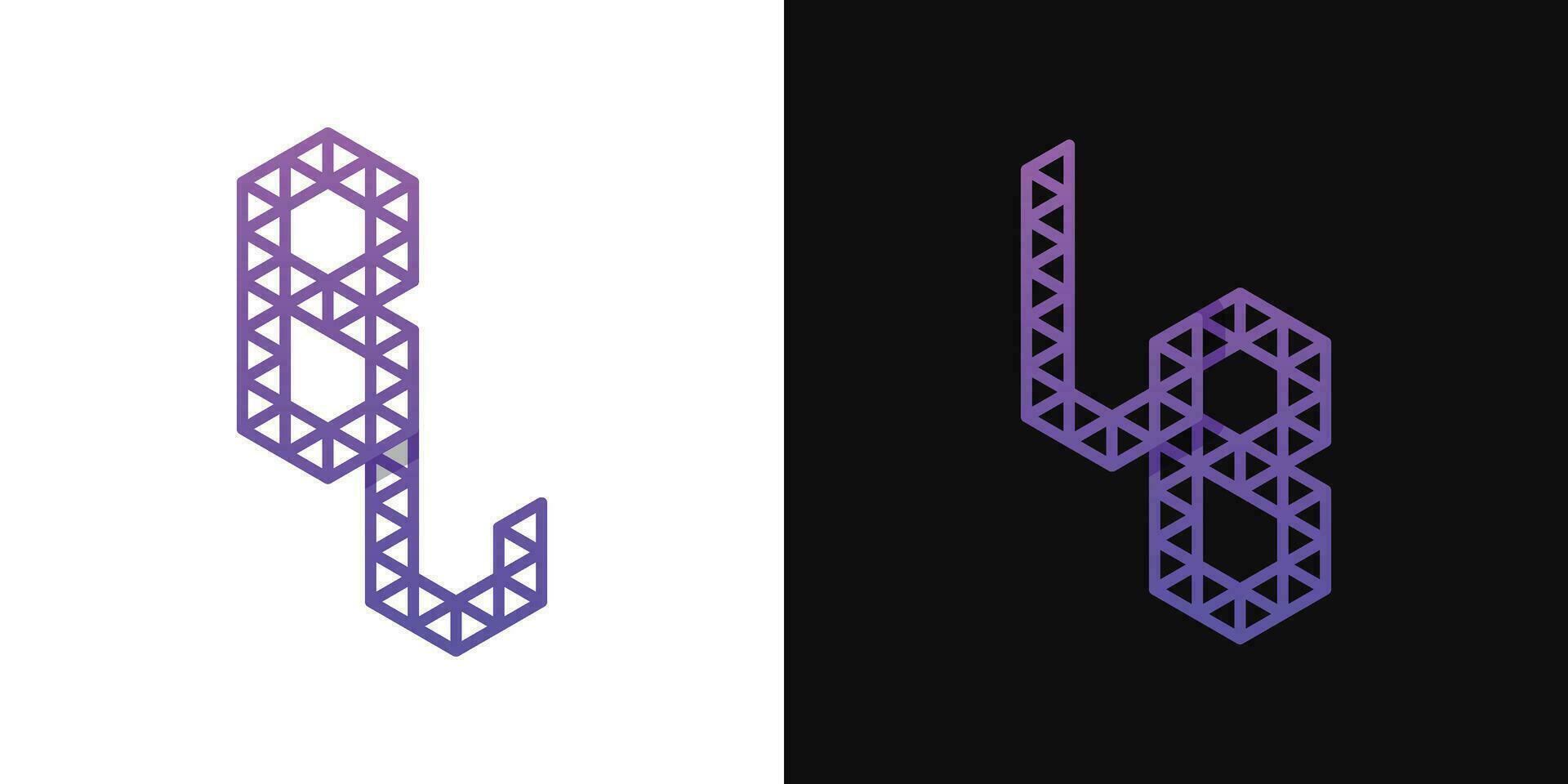 Letters BL and LB Polygon Logo Set, suitable for business related to polygon with BL and LB initials. vector