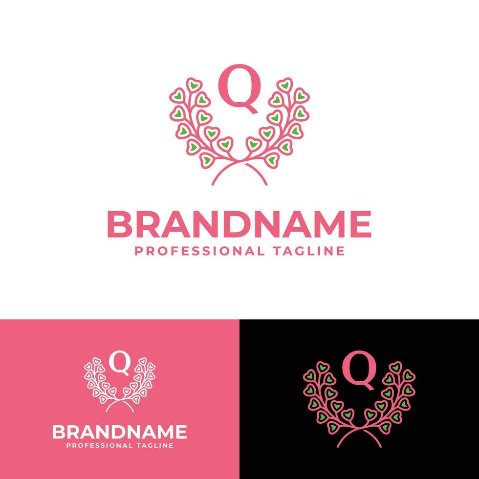 Letter Q Laurel Love Logo, suitable for business related to Laurel and Love with Q initial. vector