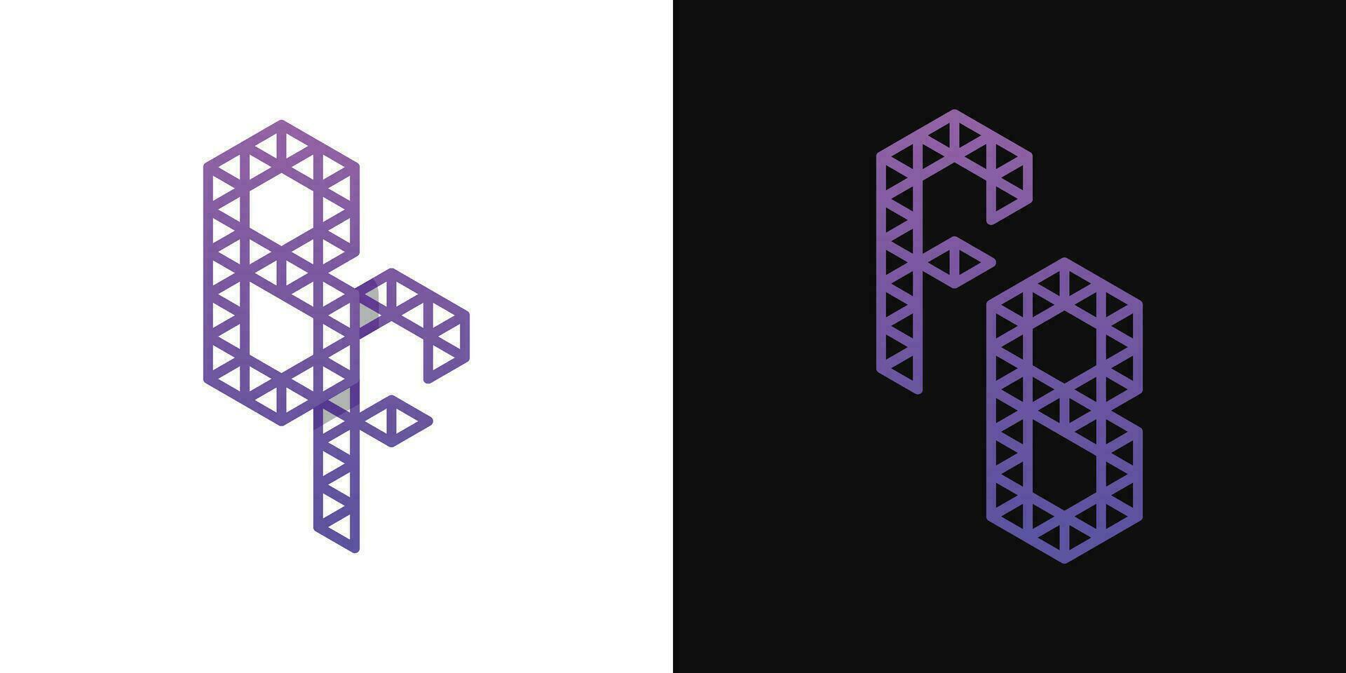 Letters BF and FB Polygon Logo Set, suitable for business related to polygon with BF and FB initials. vector