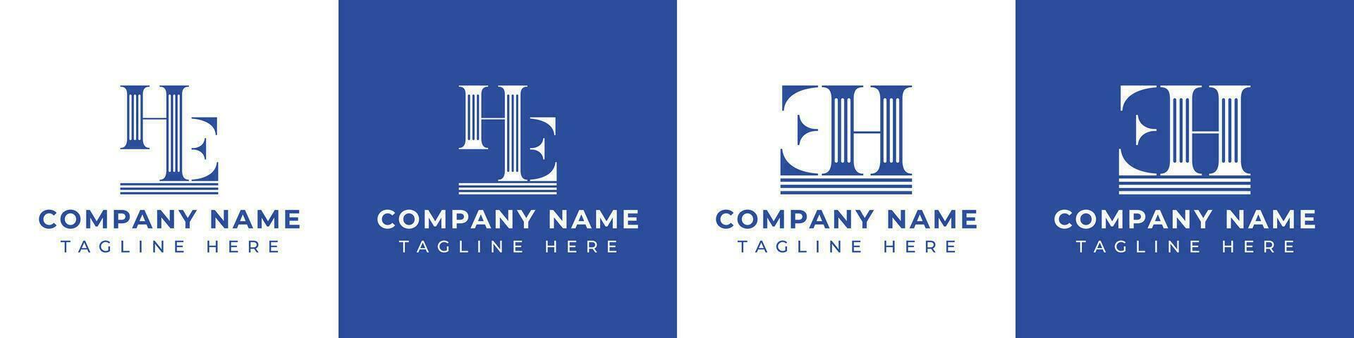 Letter EH and HE Pillar logo, suitable for business with HE or EH related to Pillar. vector