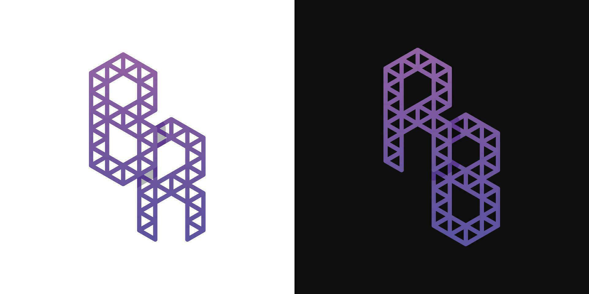 Letters BR and RB Polygon Logo Set, suitable for business related to polygon with BR and RB initials. vector
