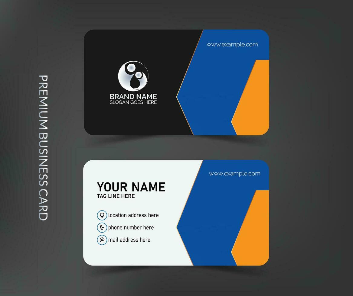 Minimal dark white and blue business card vector
