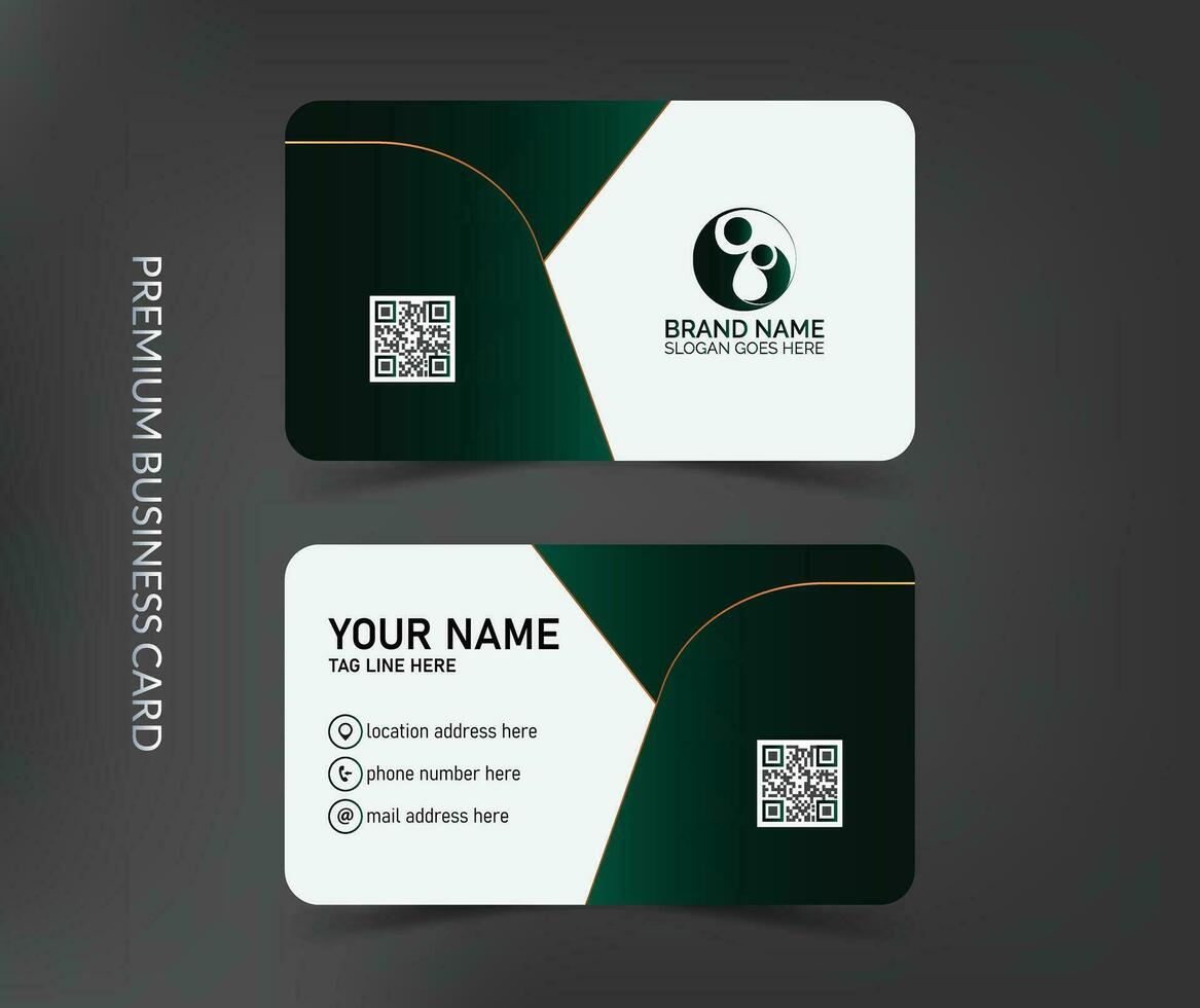 Modern and corporate business card template design with dark background and mockup vector