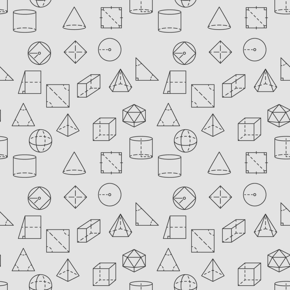 Geometry vector simple seamless pattern in outline style. Geometric Shapes background