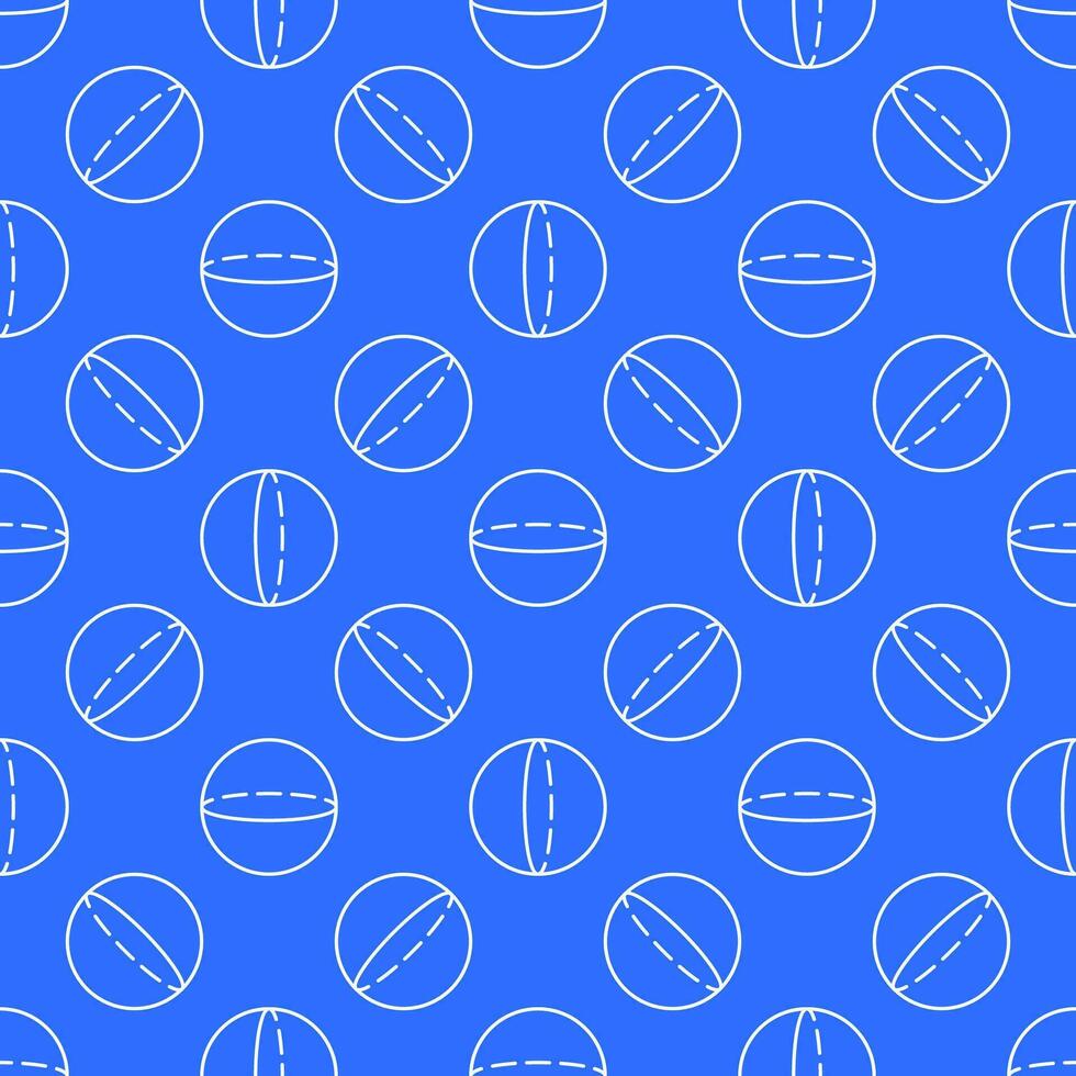 Sphere Mathematics Figure blue linear seamless pattern. Geometry Education concept vector background