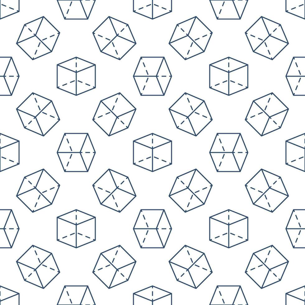 Geometry Science concept vector line seamless pattern with Geometrical Cube symbol