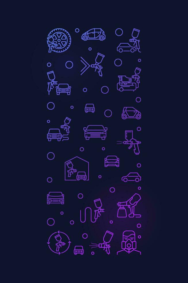 Car Painting concept outline vertical purple banner. Vector colored illustration