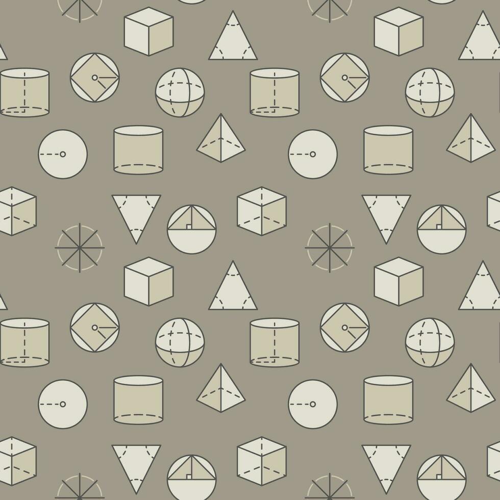 Geometric Shapes creative seamless pattern. School Geometry vector colored background