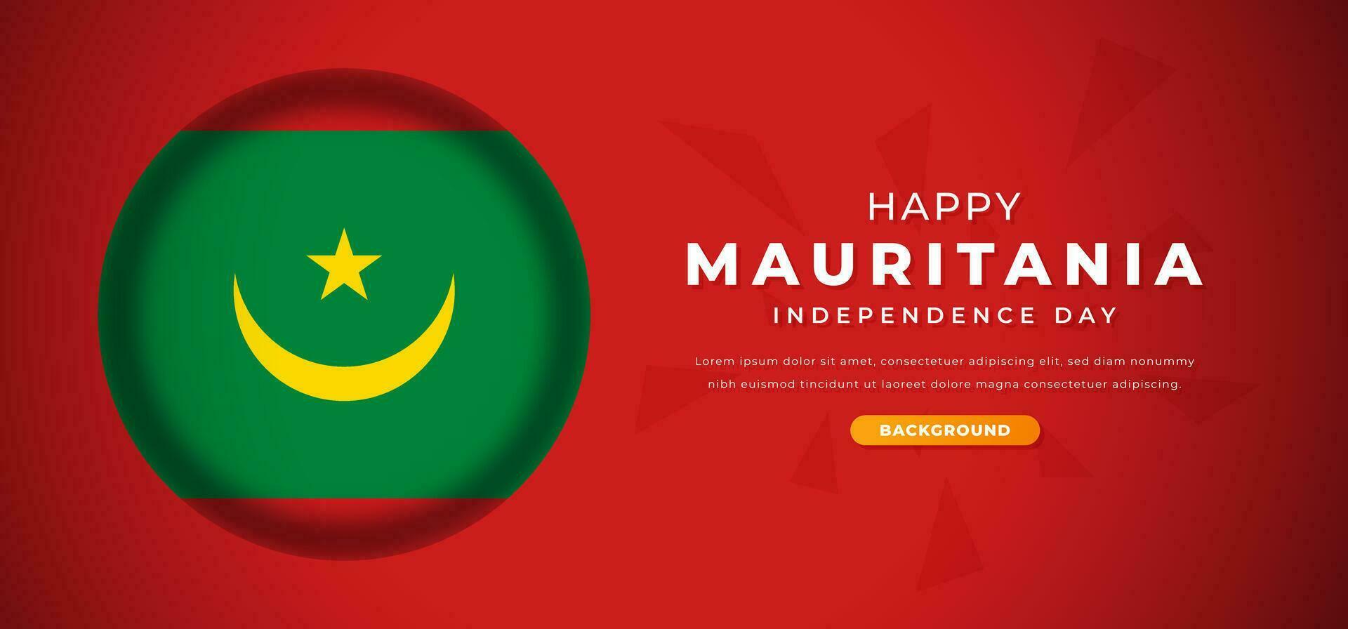 Happy Mauritania Independence Day Design Paper Cut Shapes Background Illustration for Poster, Banner, Advertising, Greeting Card vector