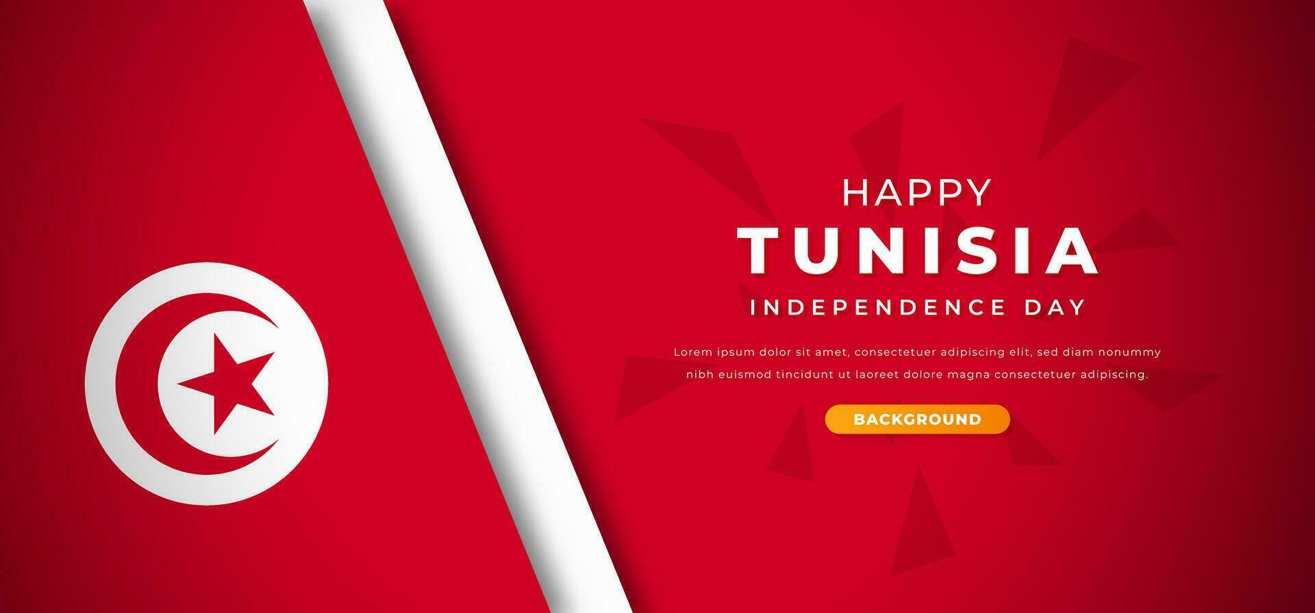 Happy Tunisia Independence Day Design Paper Cut Shapes Background Illustration for Poster, Banner, Advertising, Greeting Card vector