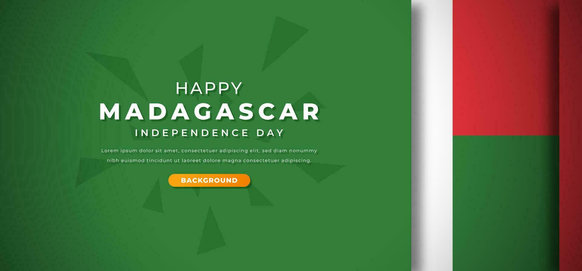 Happy Madagascar Independence Day Design Paper Cut Shapes Background Illustration for Poster, Banner, Advertising, Greeting Card vector