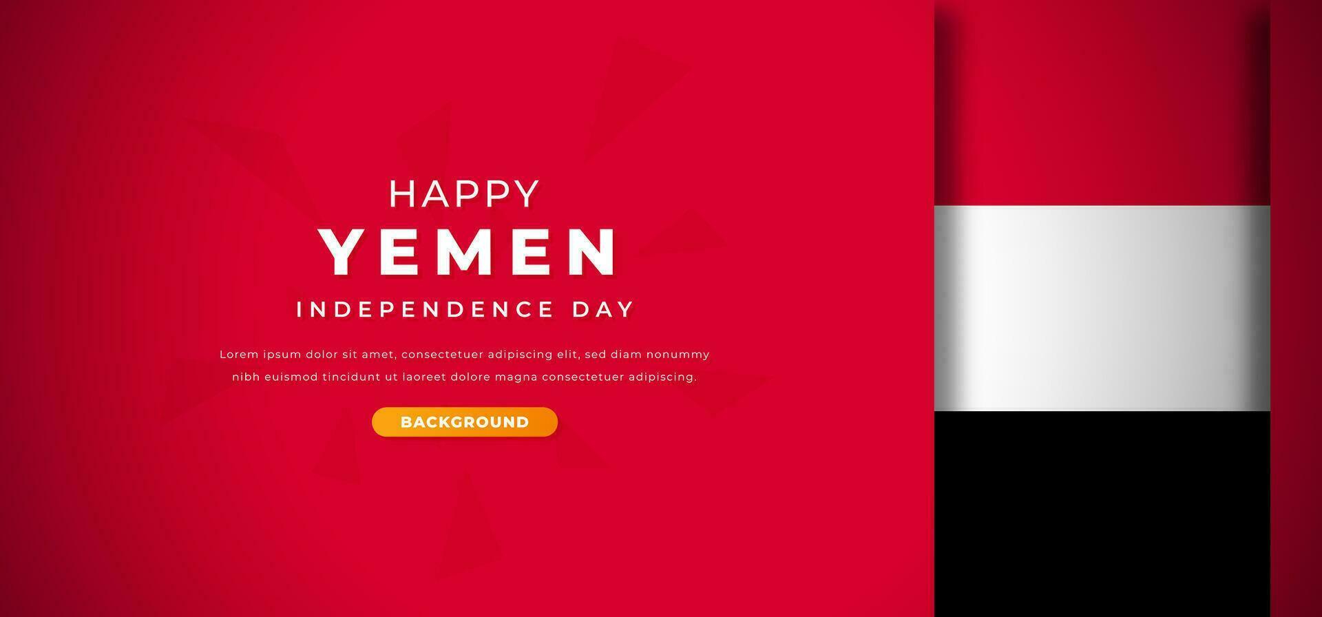 Happy Yemen Independence Day Design Paper Cut Shapes Background Illustration for Poster, Banner, Advertising, Greeting Card vector