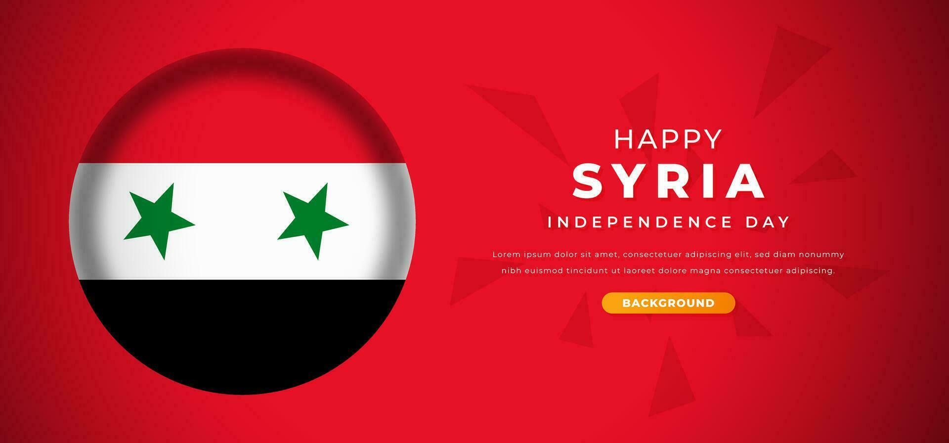 Happy Syria Independence Day Design Paper Cut Shapes Background Illustration for Poster, Banner, Advertising, Greeting Card vector