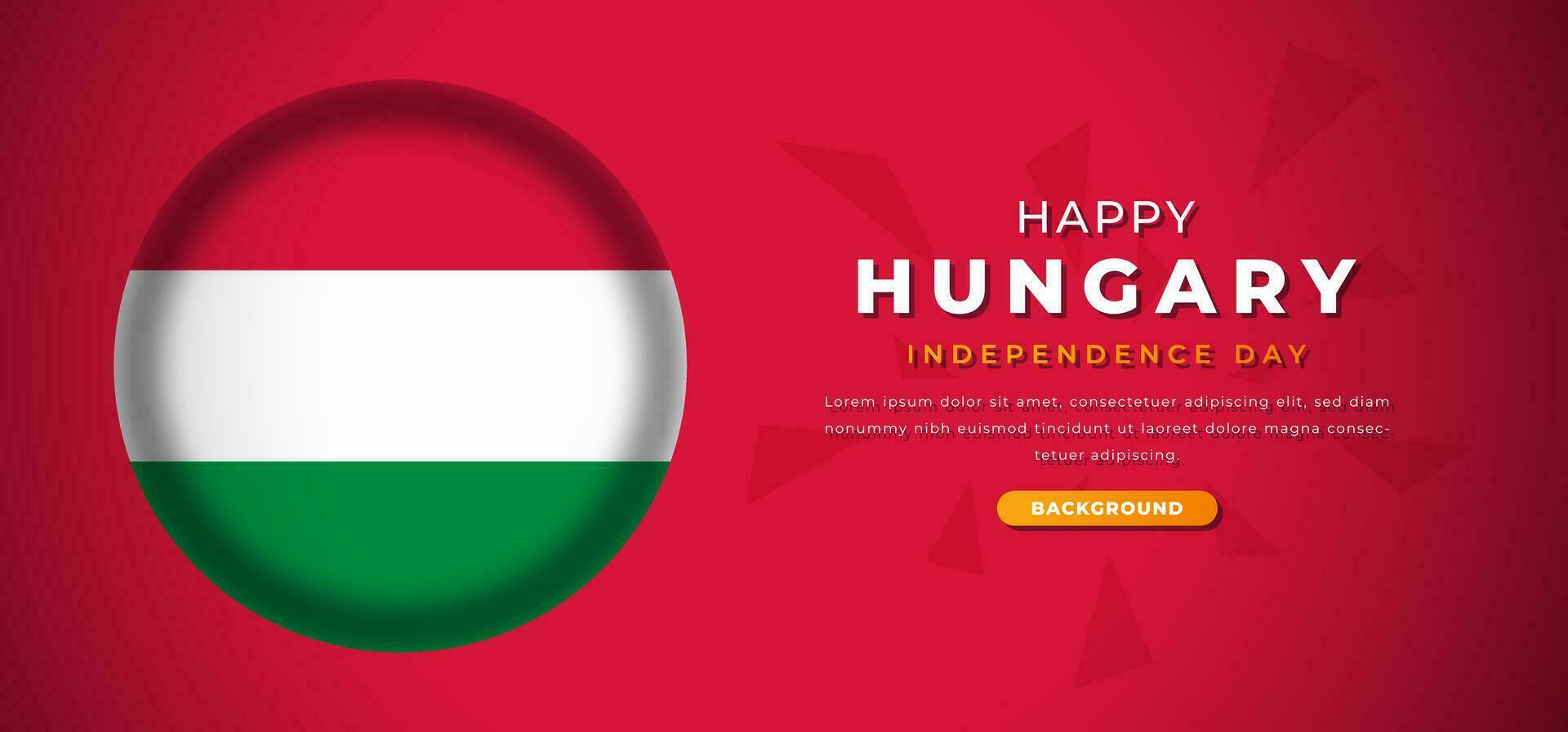 Happy Hungary Independence Day Design Paper Cut Shapes Background Illustration for Poster, Banner, Advertising, Greeting Card vector