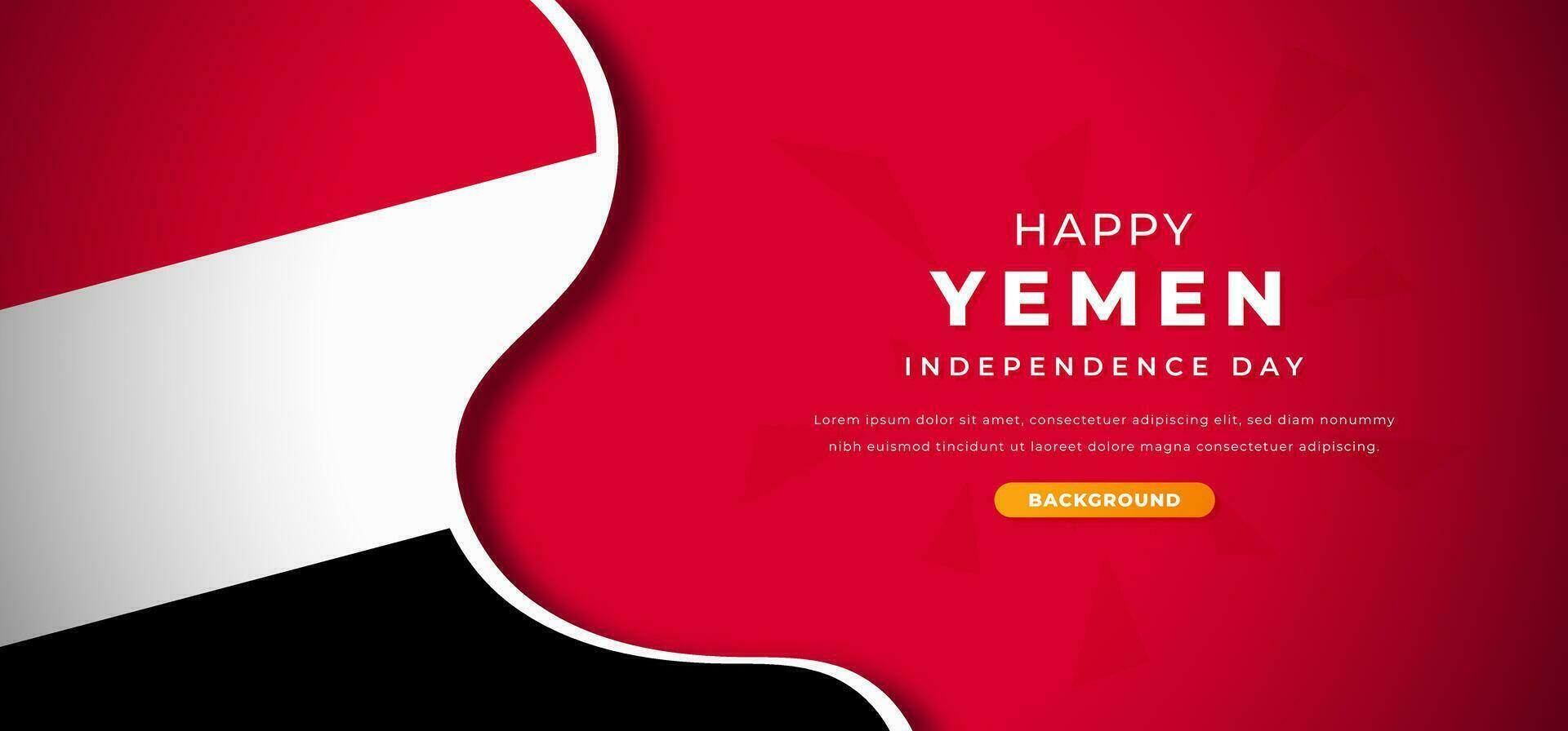 Happy Yemen Independence Day Design Paper Cut Shapes Background Illustration for Poster, Banner, Advertising, Greeting Card vector