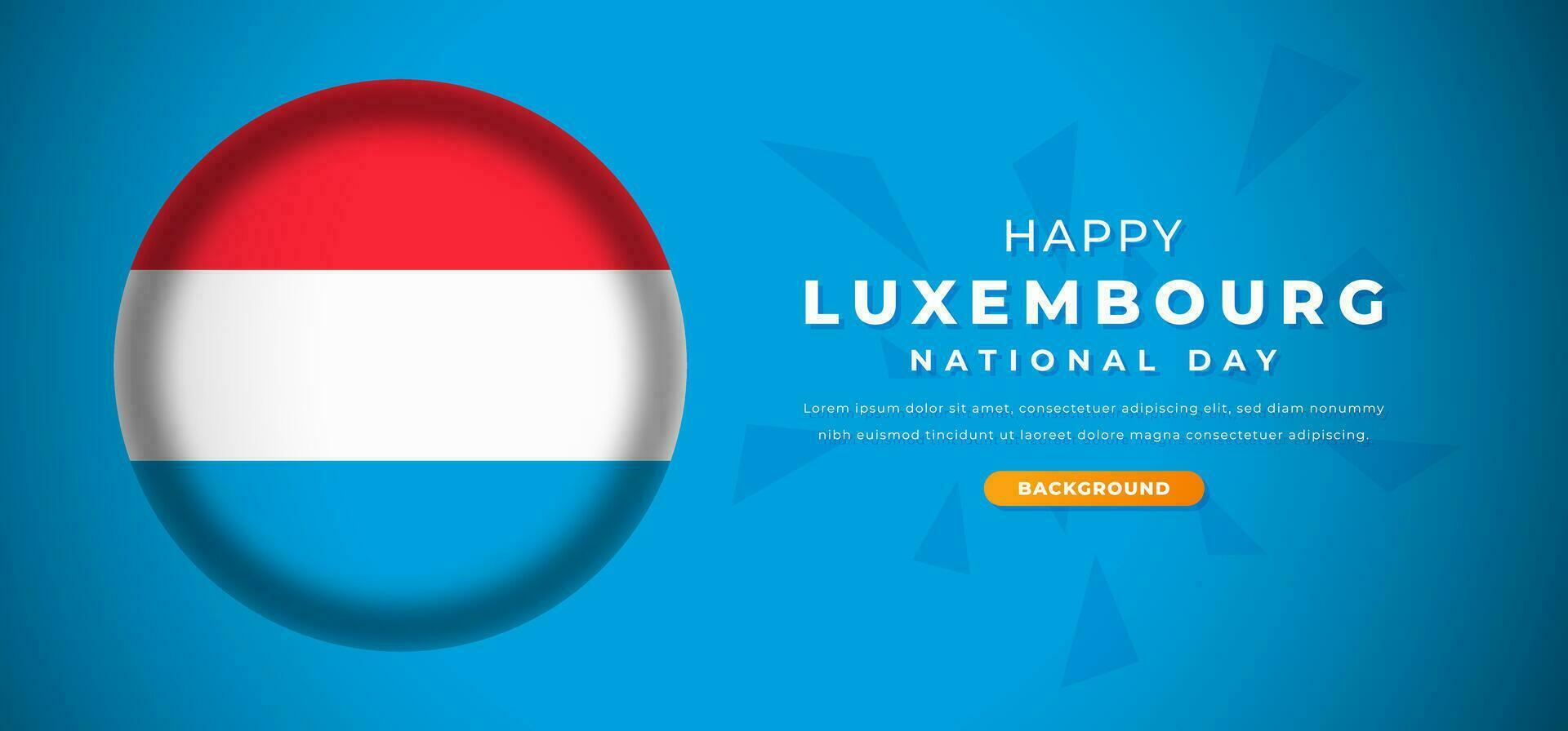 Happy Luxembourg National Day Design Paper Cut Shapes Background Illustration for Poster, Banner, Advertising, Greeting Card vector