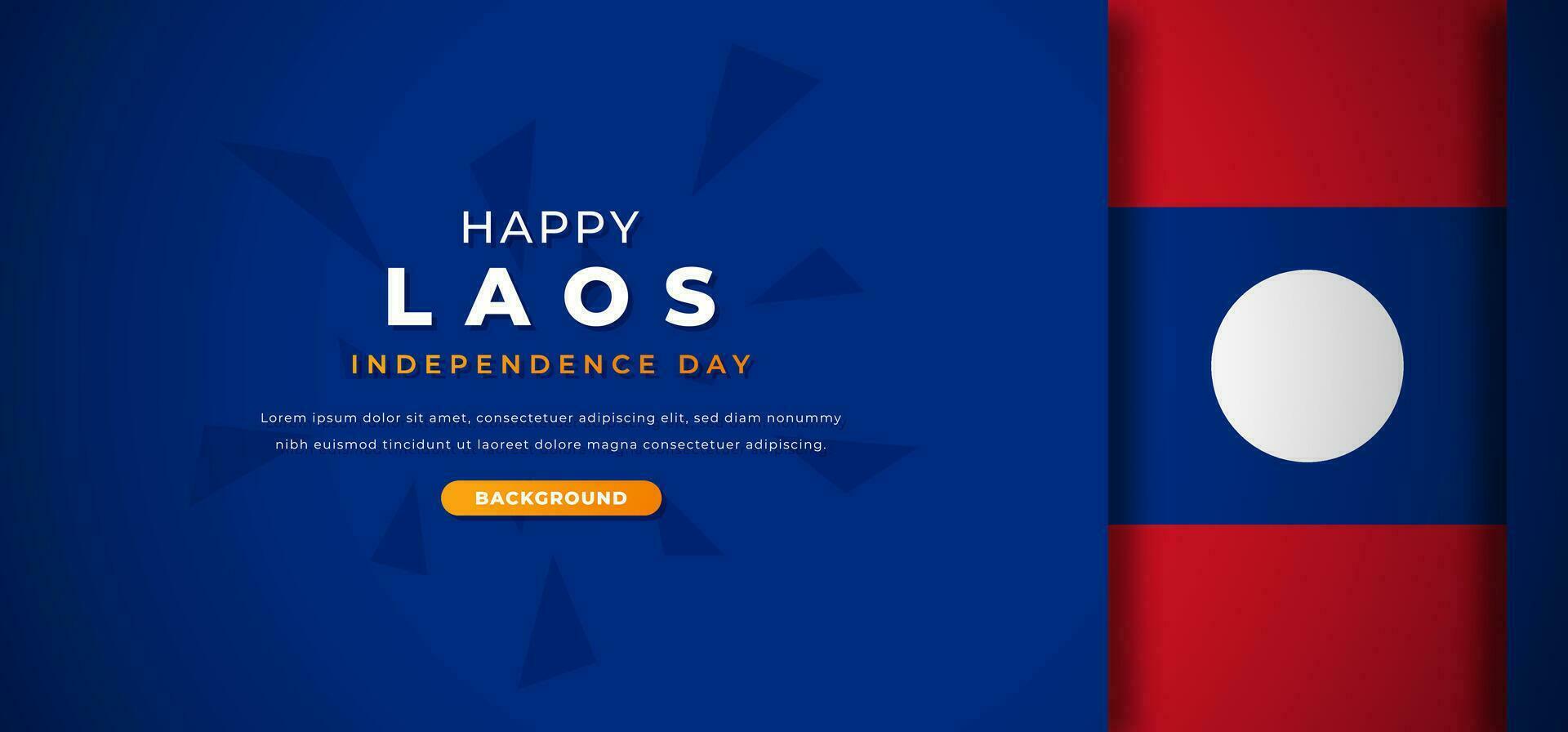 Happy Laos Independence Day Design Paper Cut Shapes Background Illustration for Poster, Banner, Advertising, Greeting Card vector