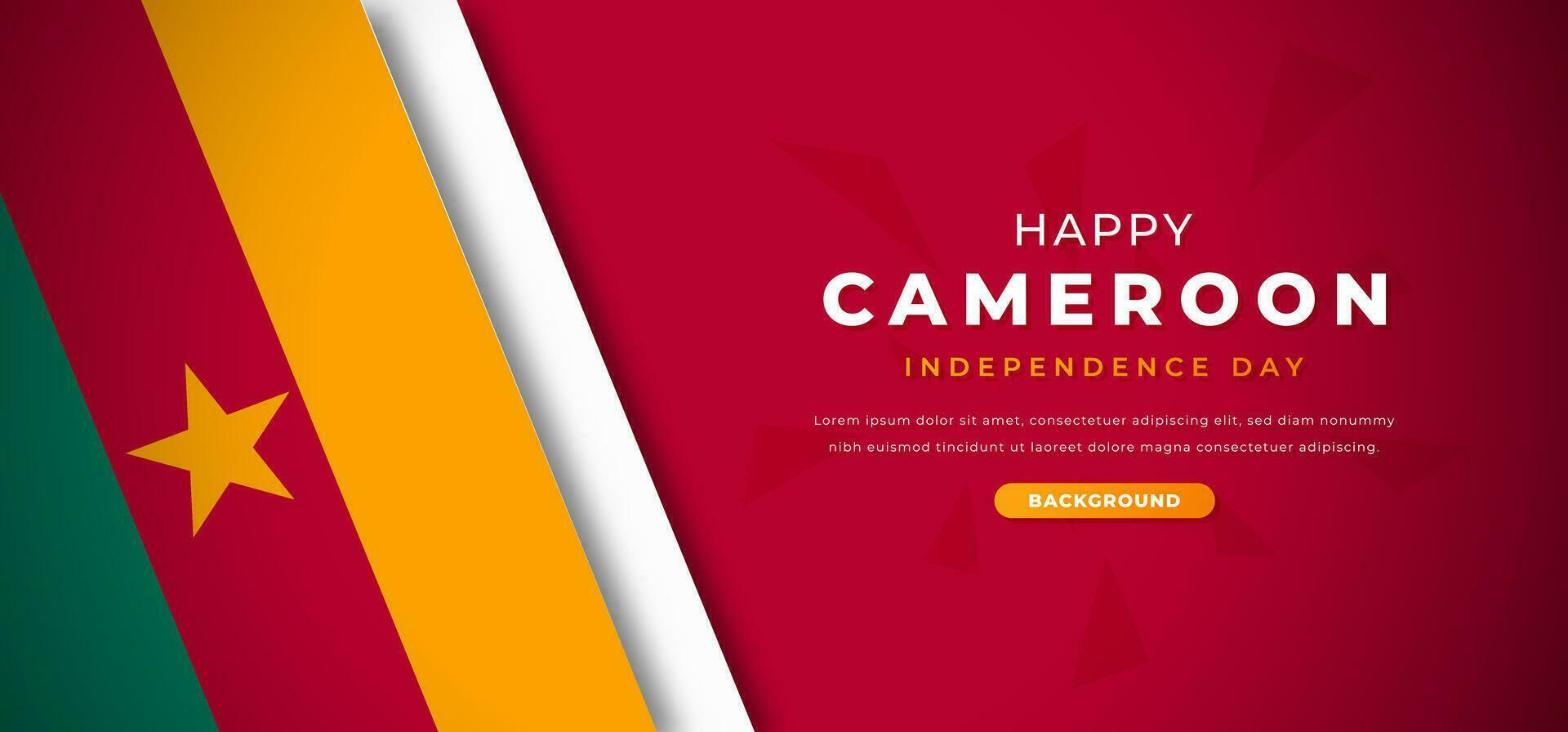 Happy Cameroon Independence Day Design Paper Cut Shapes Background Illustration for Poster, Banner, Advertising, Greeting Card vector