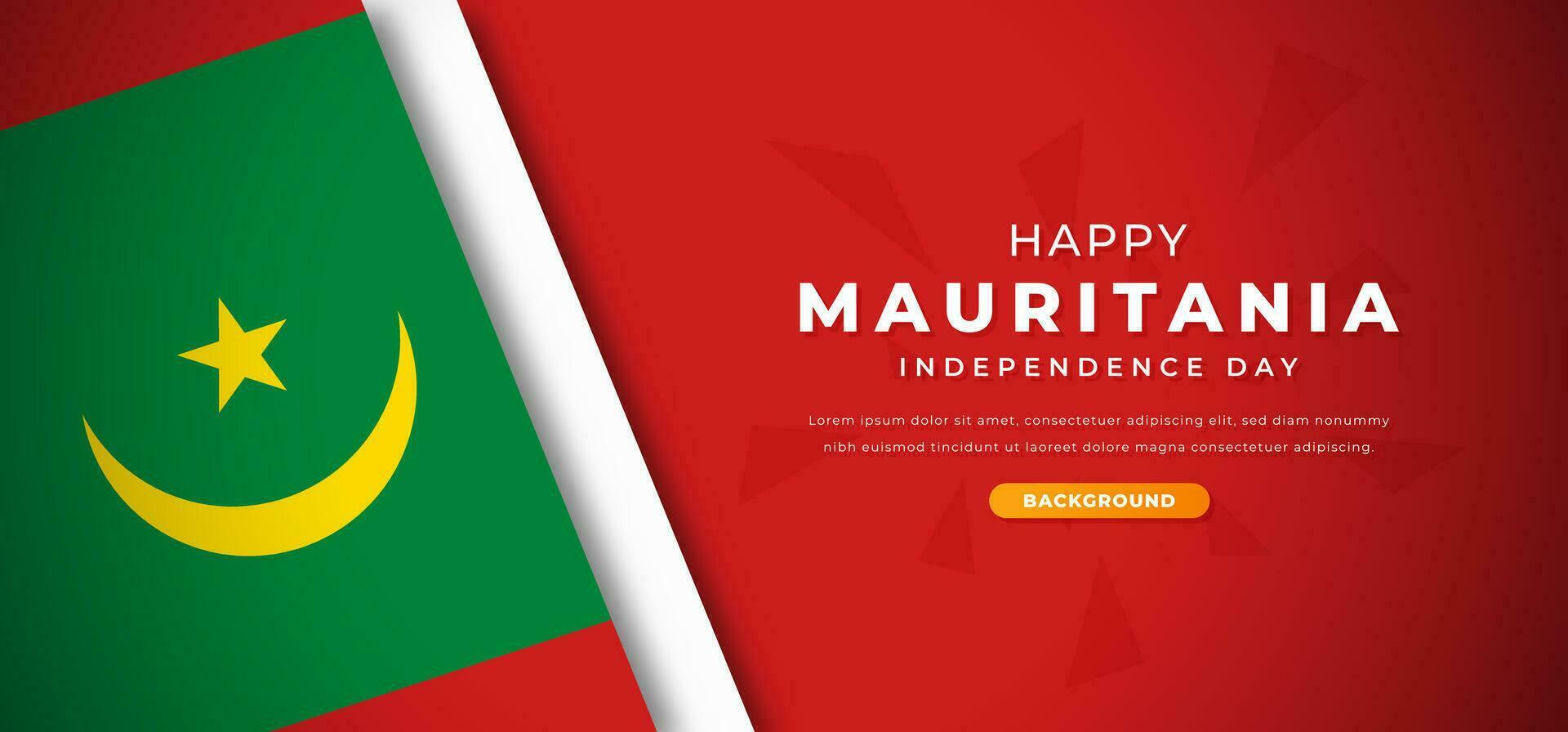 Happy Mauritania Independence Day Design Paper Cut Shapes Background Illustration for Poster, Banner, Advertising, Greeting Card vector