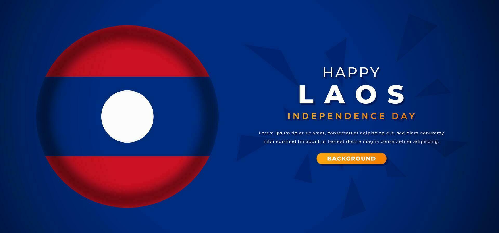 Happy Laos Independence Day Design Paper Cut Shapes Background Illustration for Poster, Banner, Advertising, Greeting Card vector