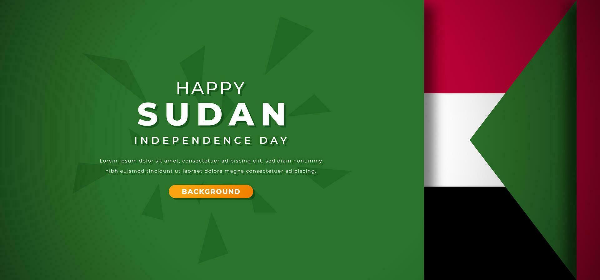 Happy Sudan Independence Day Design Paper Cut Shapes Background Illustration for Poster, Banner, Advertising, Greeting Card vector