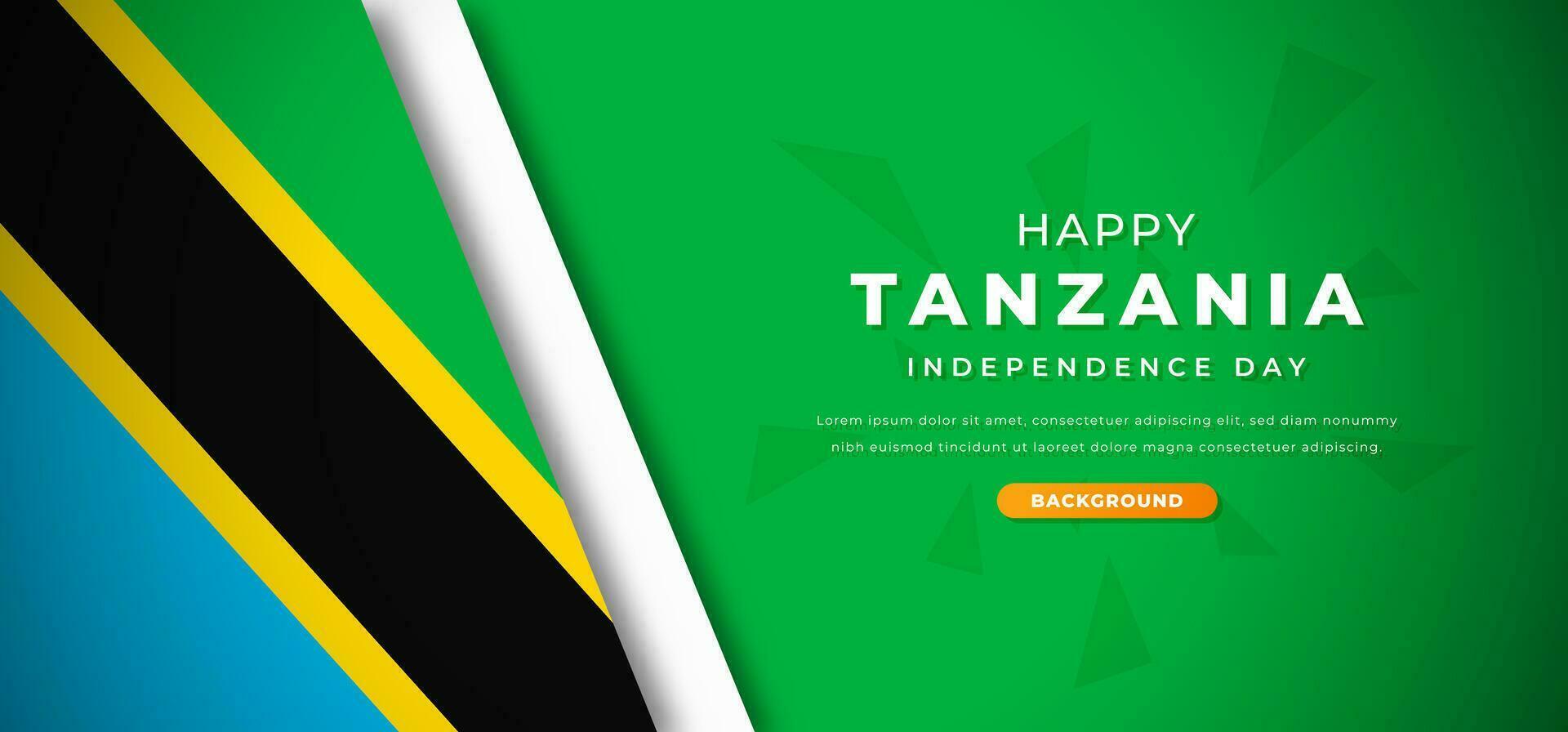 Happy Tanzania Independence Day Design Paper Cut Shapes Background Illustration for Poster, Banner, Advertising, Greeting Card vector