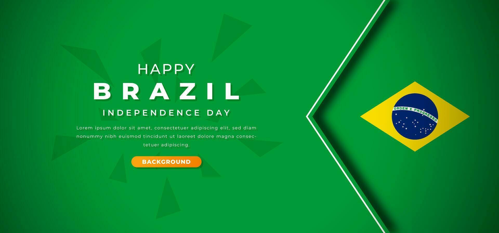 Happy Brazil Independence Day Design Paper Cut Shapes Background Illustration for Poster, Banner, Advertising, Greeting Card vector