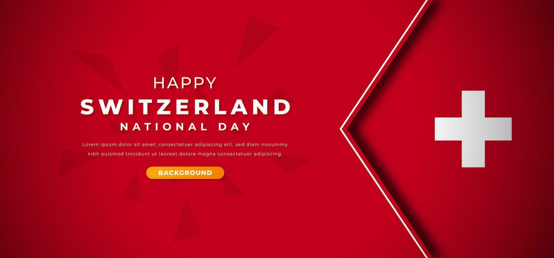 Happy Switzerland National Day Design Paper Cut Shapes Background Illustration for Poster, Banner, Advertising, Greeting Card vector