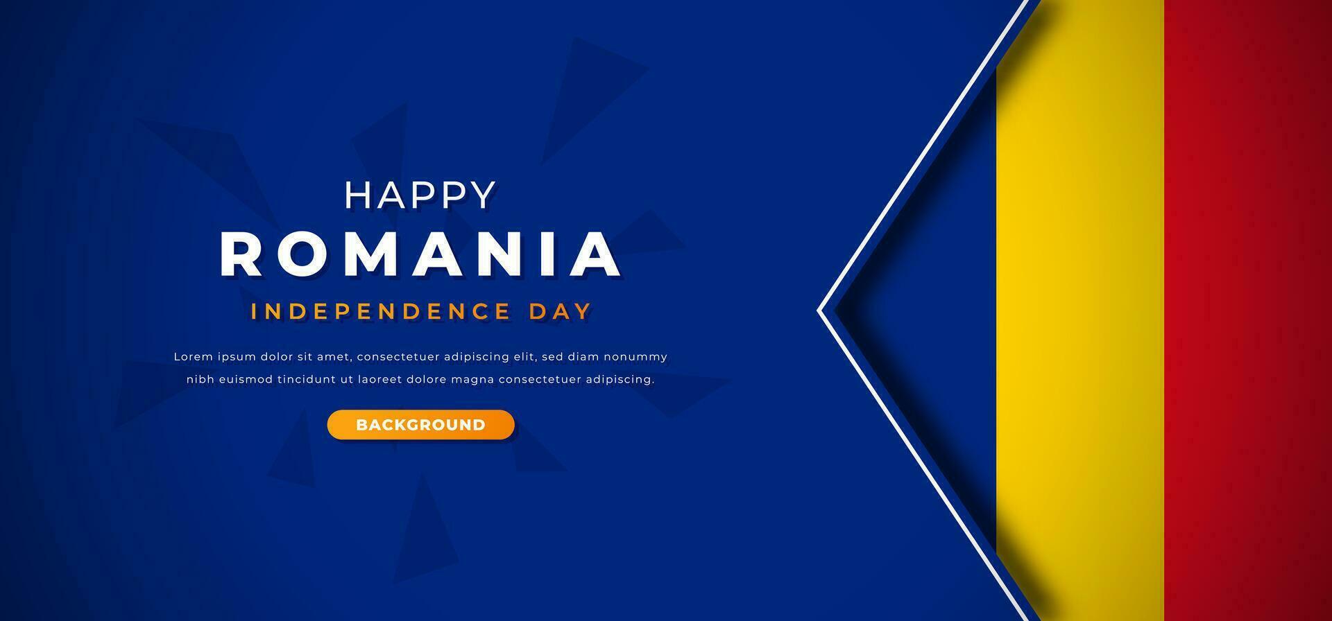 Happy Romania Independence Day Design Paper Cut Shapes Background Illustration for Poster, Banner, Advertising, Greeting Card vector