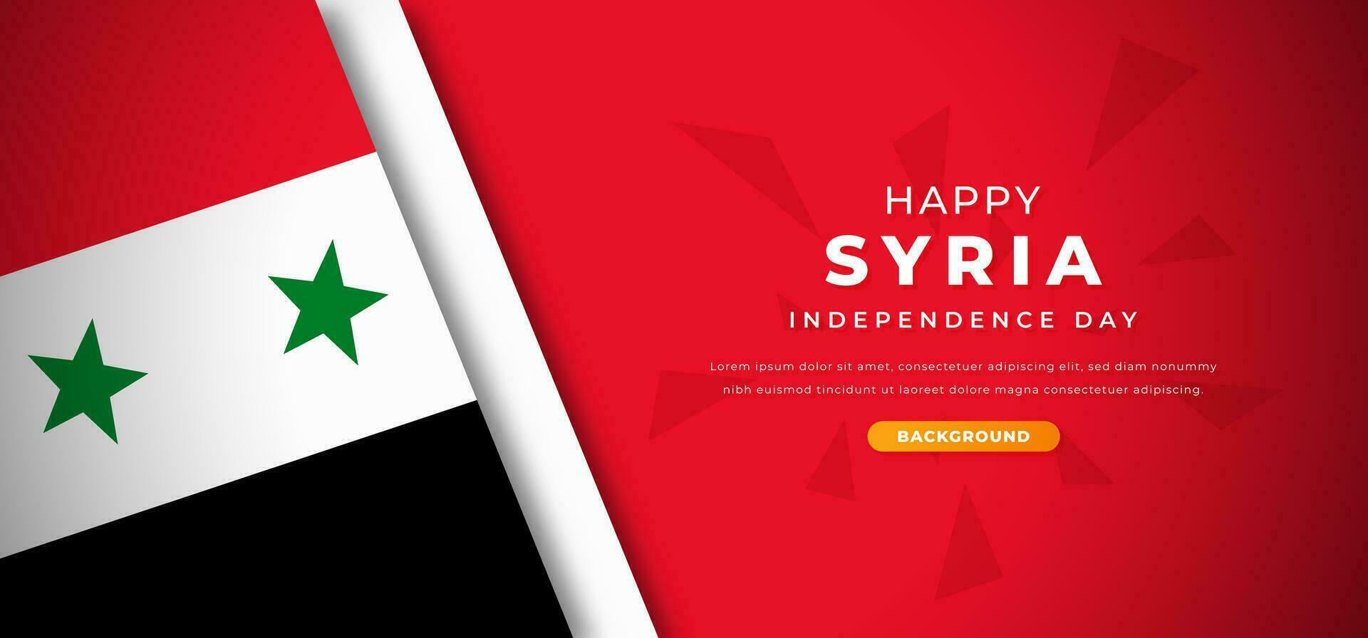 Happy Syria Independence Day Design Paper Cut Shapes Background Illustration for Poster, Banner, Advertising, Greeting Card vector