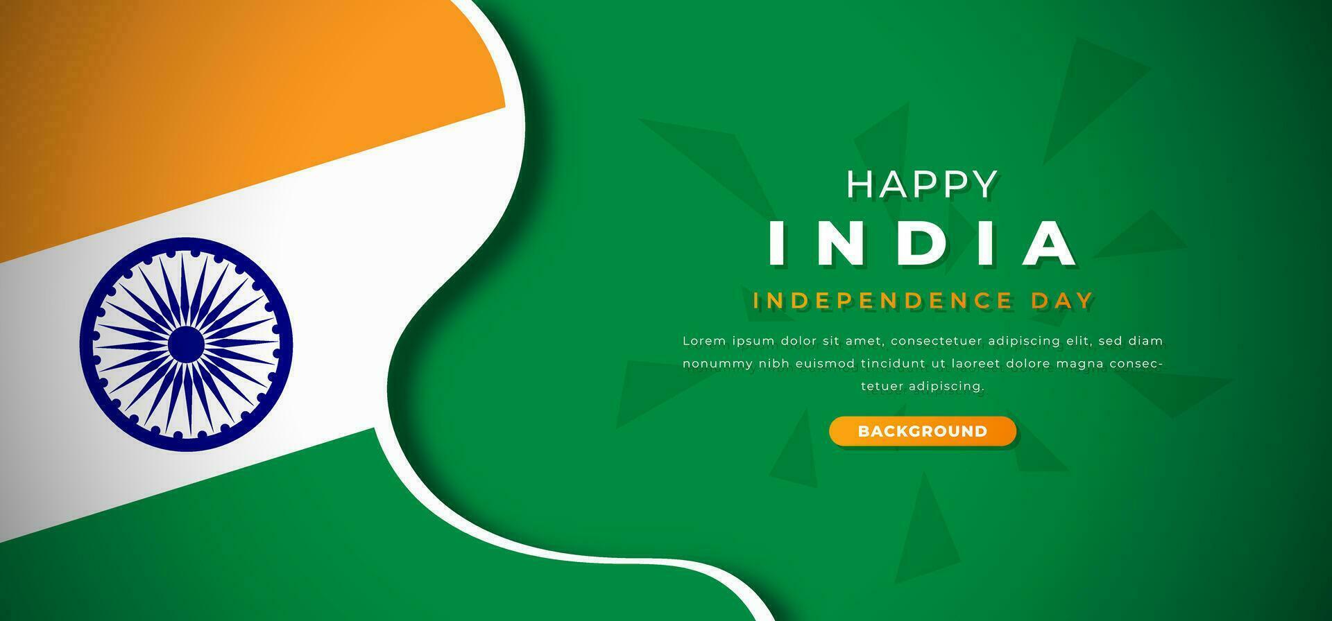 contento India independencia día diseño papel cortar formas antecedentes ilustración para póster, bandera, publicidad, saludo tarjeta vector