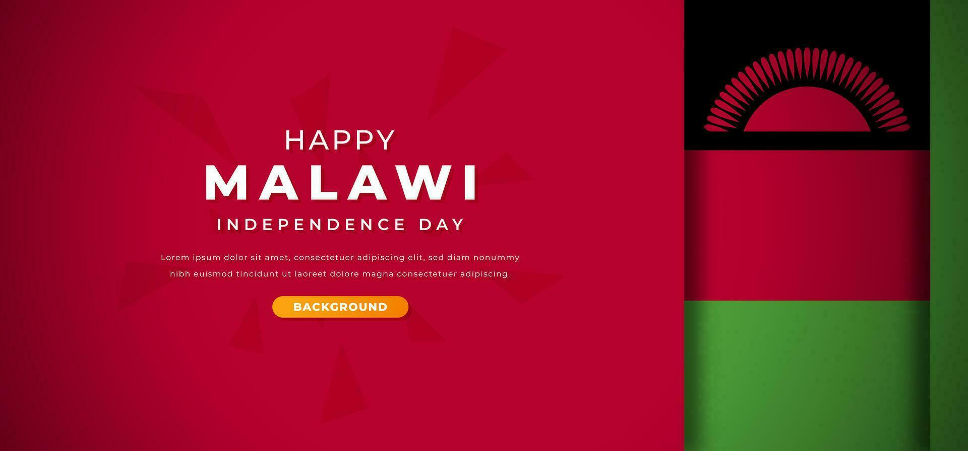 Happy Malawi Independence Day Design Paper Cut Shapes Background Illustration for Poster, Banner, Advertising, Greeting Card vector