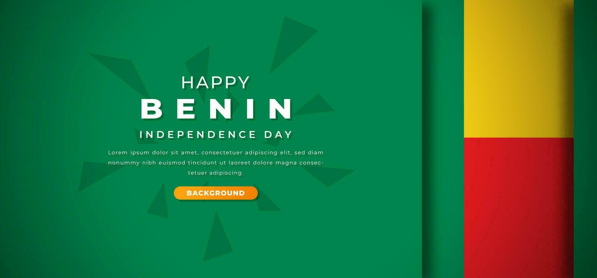 Happy Benin Independence Day Design Paper Cut Shapes Background Illustration for Poster, Banner, Advertising, Greeting Card vector