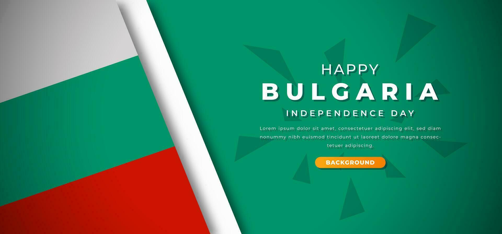 Happy Bulgaria Independence Day Design Paper Cut Shapes Background Illustration for Poster, Banner, Advertising, Greeting Card vector