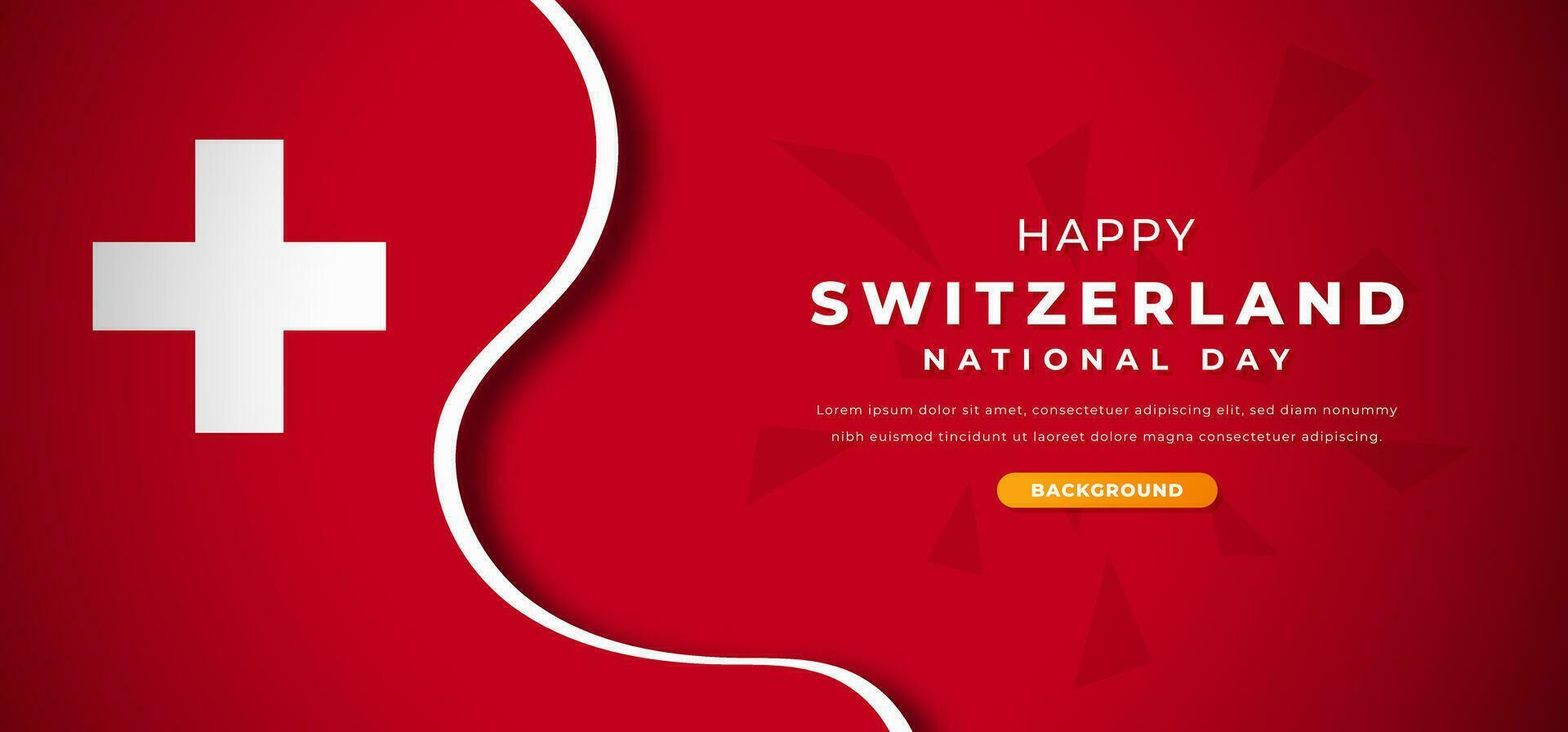 Happy Switzerland National Day Design Paper Cut Shapes Background Illustration for Poster, Banner, Advertising, Greeting Card vector