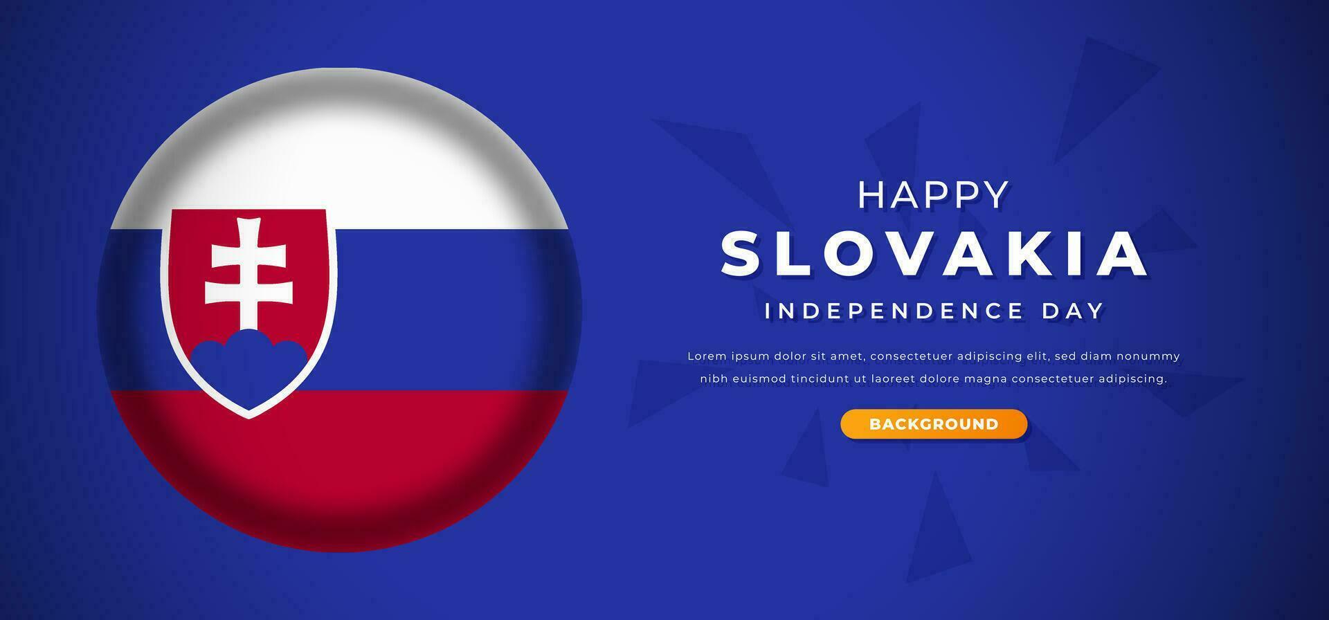 Happy Slovakia Independence Day Design Paper Cut Shapes Background Illustration for Poster, Banner, Advertising, Greeting Card vector