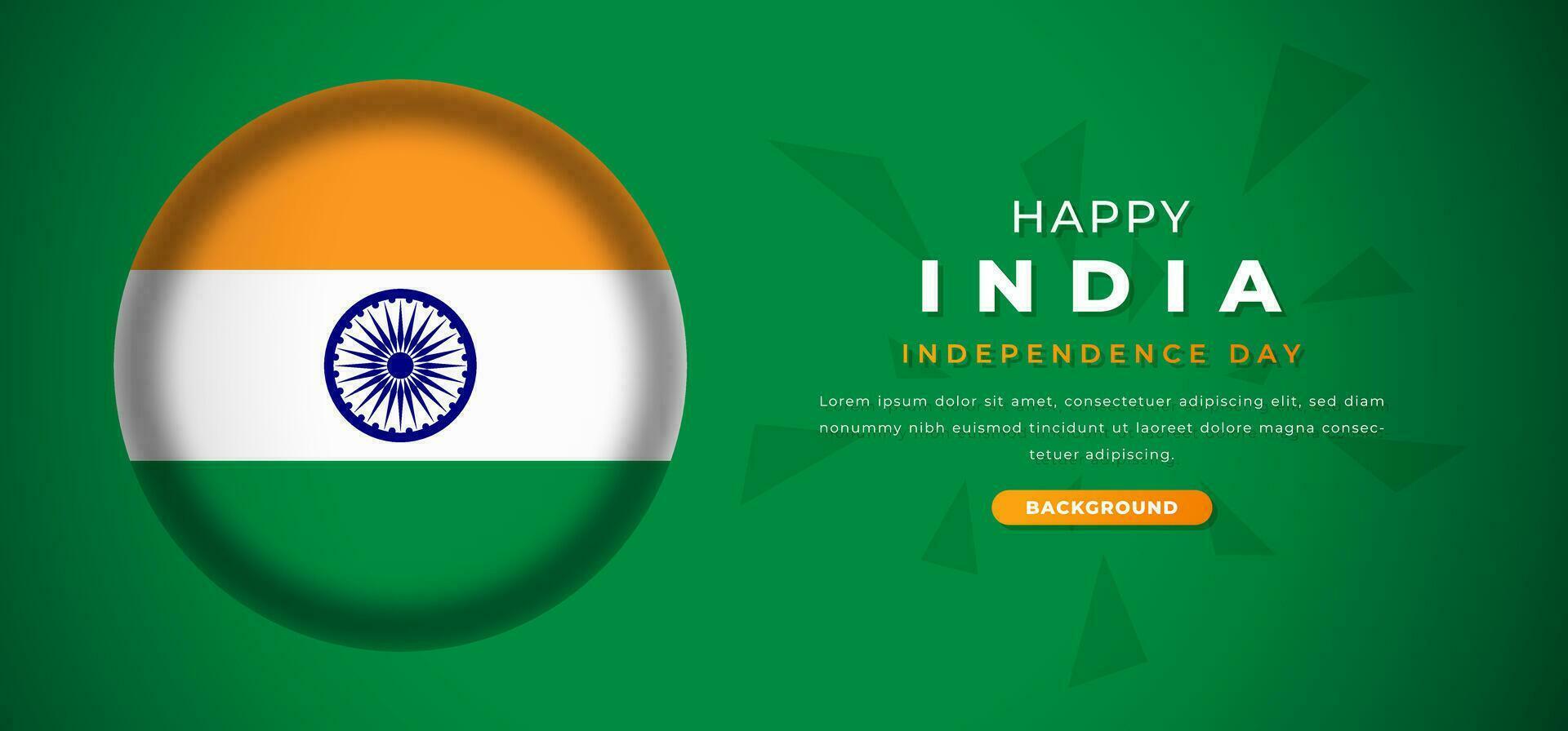 contento India independencia día diseño papel cortar formas antecedentes ilustración para póster, bandera, publicidad, saludo tarjeta vector