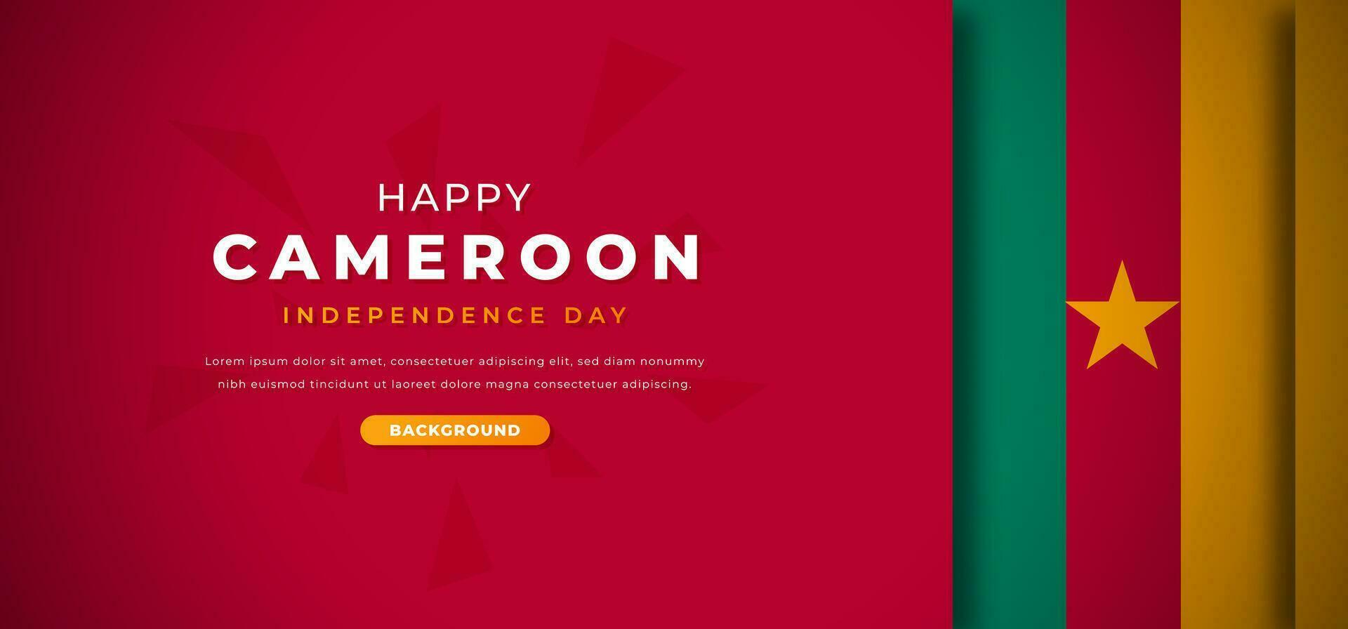 Happy Cameroon Independence Day Design Paper Cut Shapes Background Illustration for Poster, Banner, Advertising, Greeting Card vector
