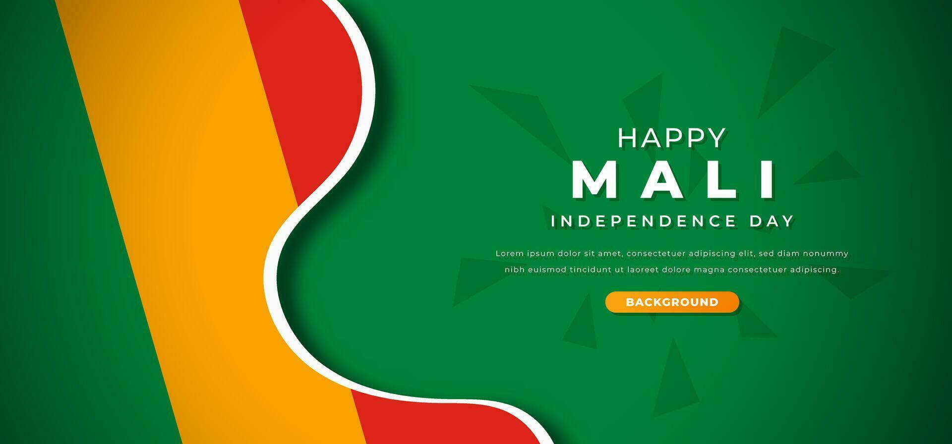 Happy Mali Independence Day Design Paper Cut Shapes Background Illustration for Poster, Banner, Advertising, Greeting Card vector
